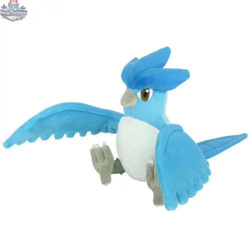 Soft Articuno S plush toy from Pocket Monsters by Banana Games & Hobby, featuring detailed blue and white plush with wings.