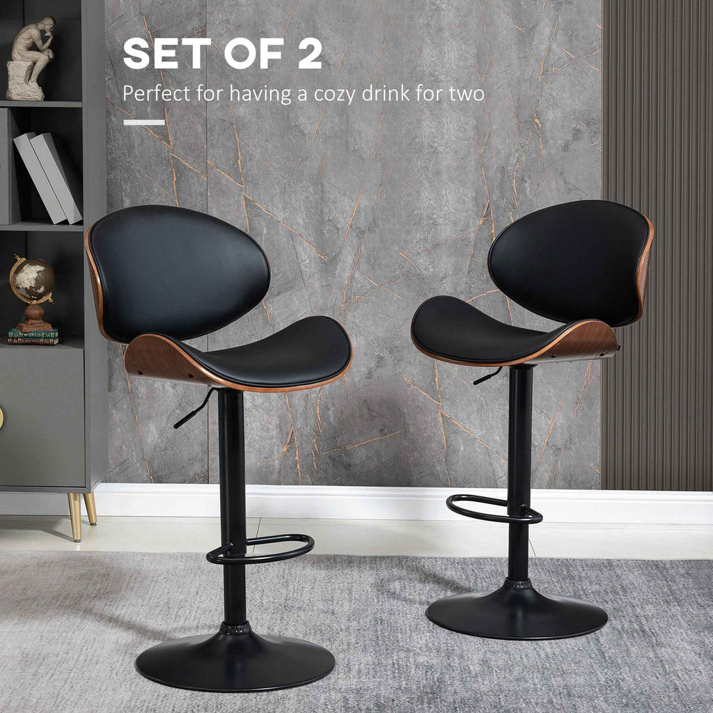Alpine Modern Adjustable Counter/Bar Stools with Swivel Seat-Set of 2-Black