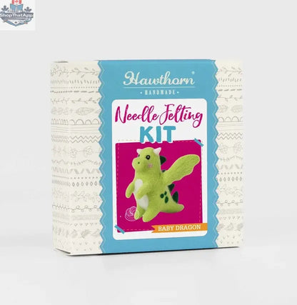 Hawthorn Baby Dragon felting kit by Art Noise, complete handmade needle felting set for kids, featuring a tiny baby dragon craft.