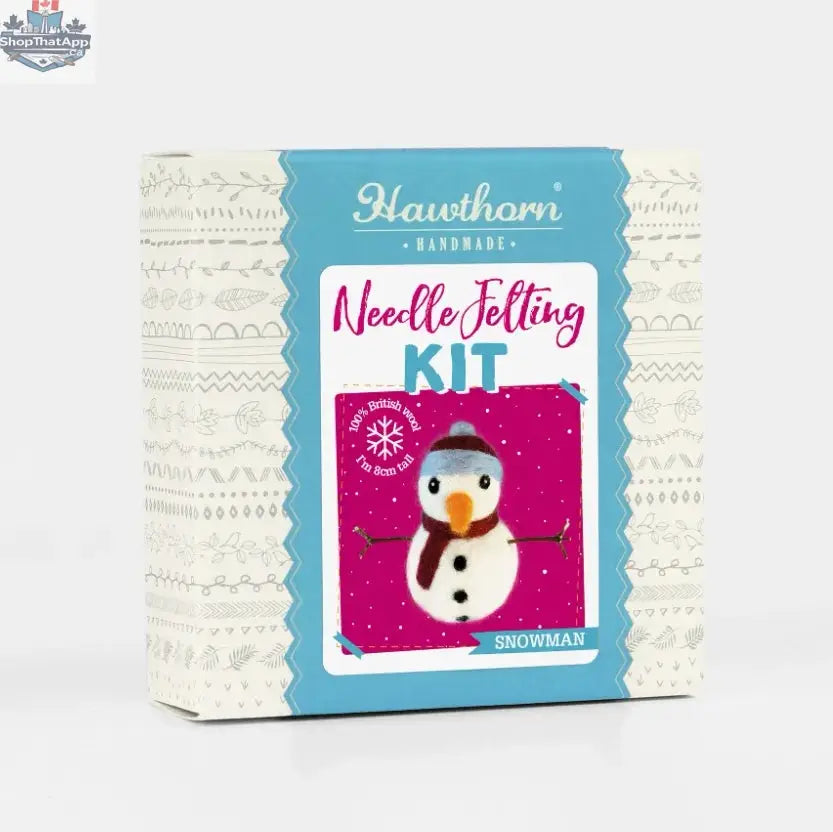 Hawthorn Handmade Snowman Felting Kit by Art Noise, mini craft kit for creating a felt snowman, suitable for all ages.