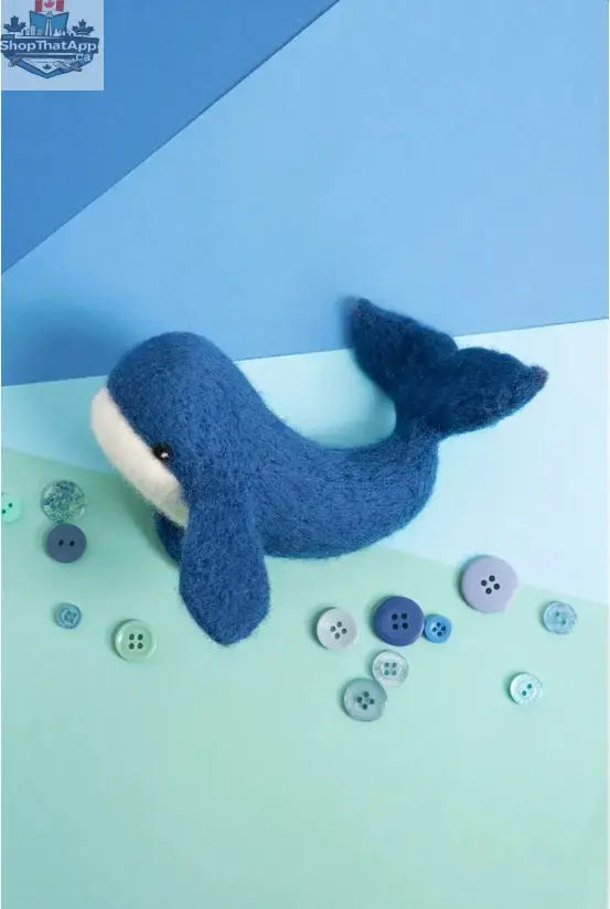 Hawthorn Handmade Whale Needle Felting Kit by Art Noise, featuring colorful wool and felting tools for creating a whale sculpture.