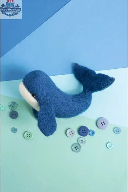 Hawthorn Handmade Whale Needle Felting Kit by Art Noise, featuring colorful wool and felting tools for creating a whale sculpture.