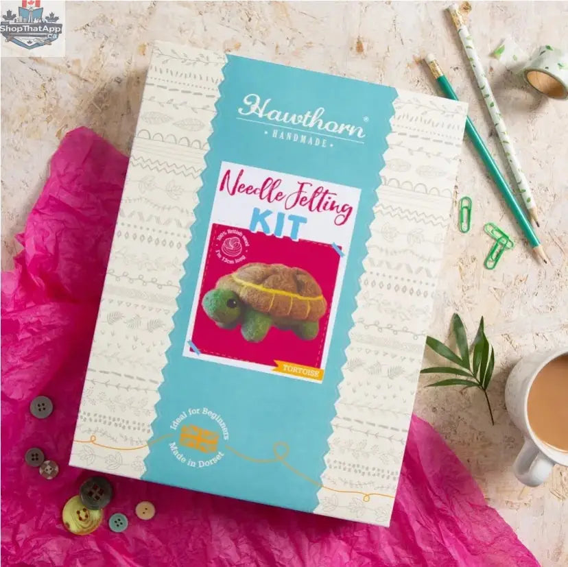 Hawthorn Needle Felting Kit for Tortoise craft by Art Noise, includes felting needles and wool for handmade tortoise creation.