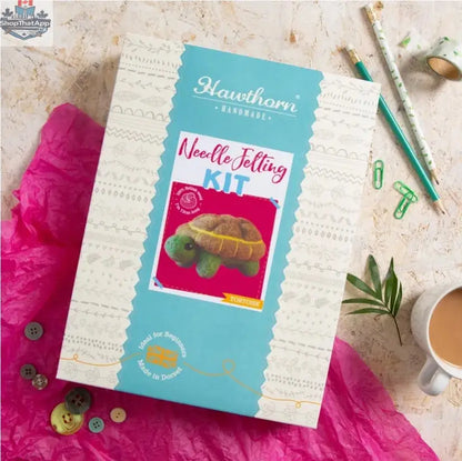 Hawthorn Needle Felting Kit for Tortoise craft by Art Noise, includes felting needles and wool for handmade tortoise creation.