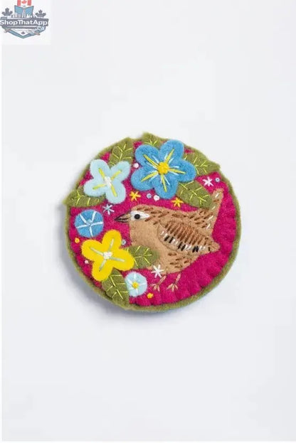 Art Noise Hawthorn Wren Felt Craft Kit for DIY felting projects, featuring handmade bird design and colorful wool materials.