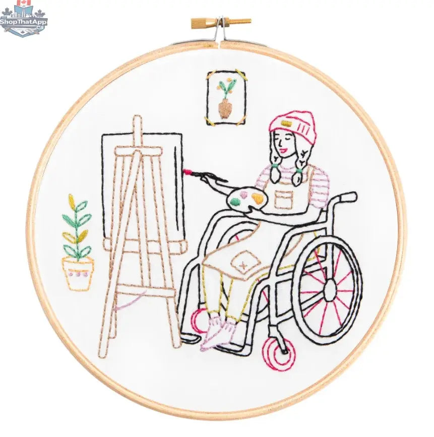 Hawthorn Handmade Embroidery Kit by Art Noise featuring a painting of women, perfect for needlecraft and embroidery projects.