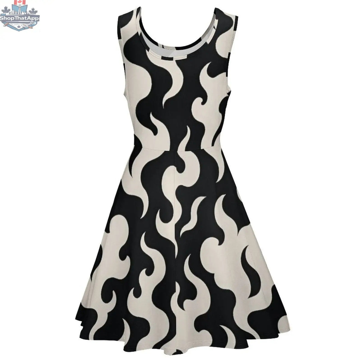 Jane Dope puff skater dress featuring a fitted bodice and flared skirt, displayed on a hanger against a plain background.
