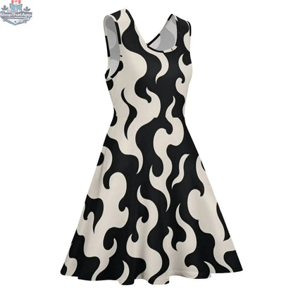 Jane Dope puff skater dress featuring a fitted bodice and flared skirt in vibrant fabric, perfect for casual or semi-formal wear.