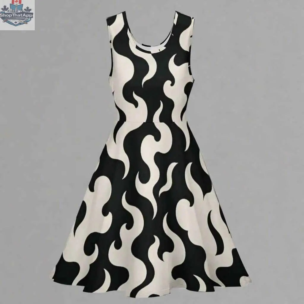 Jane Dope puff skater dress with a fitted bodice, flared skirt, and puff sleeves, perfect for casual or dressy occasions.