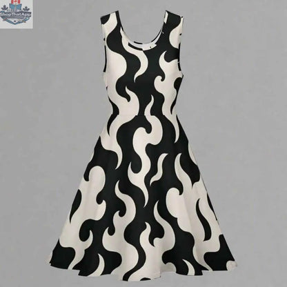 Jane Dope puff skater dress with a fitted bodice, flared skirt, and puff sleeves, perfect for casual or dressy occasions.