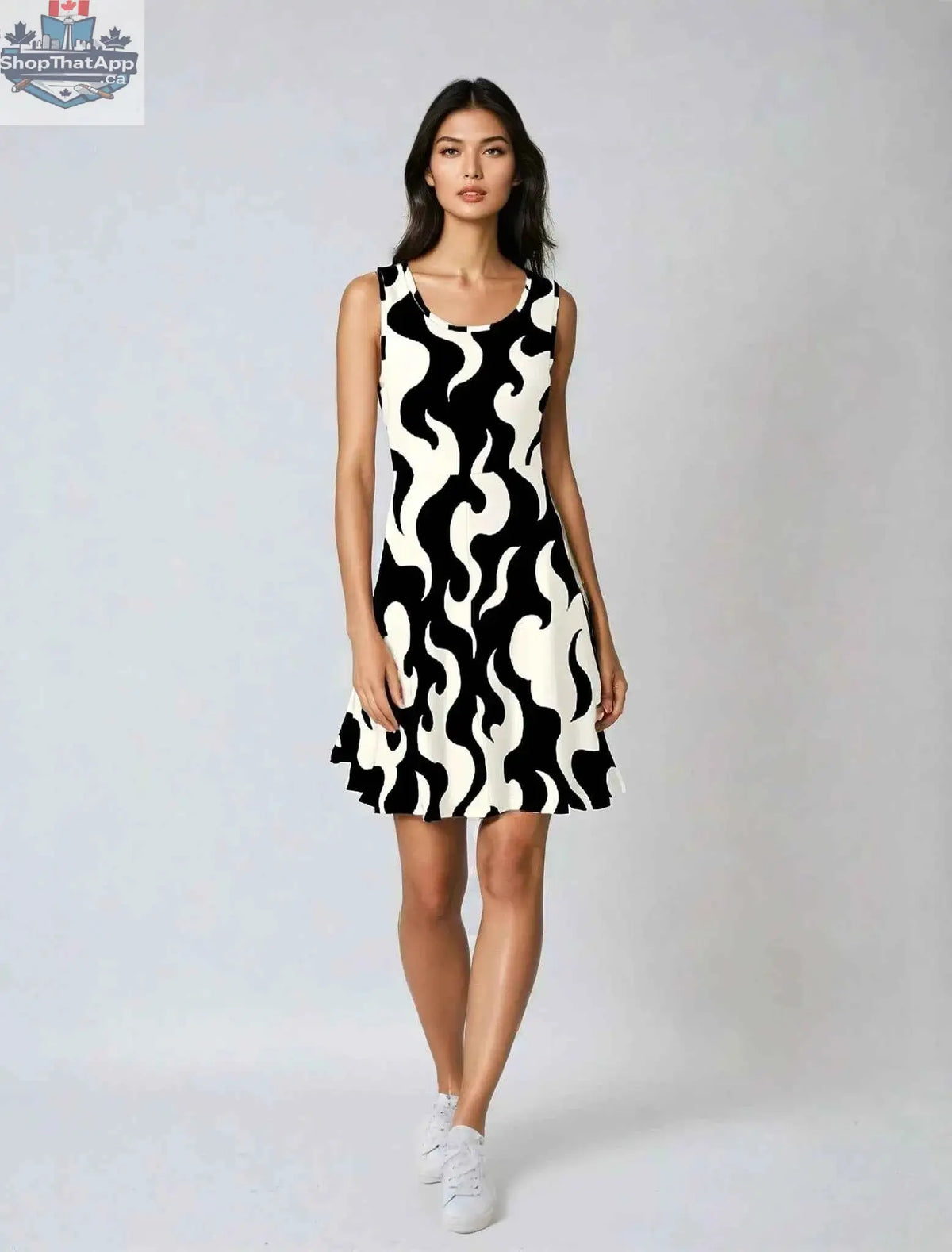 Jane Dope puff skater dress featuring a fitted bodice and flared skirt, perfect for casual or semi-formal occasions.