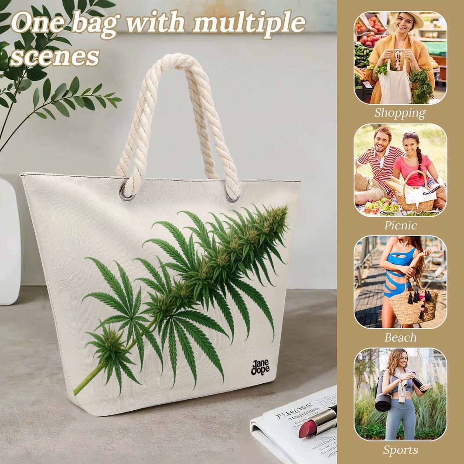 Flora Hemp rope tote bag
