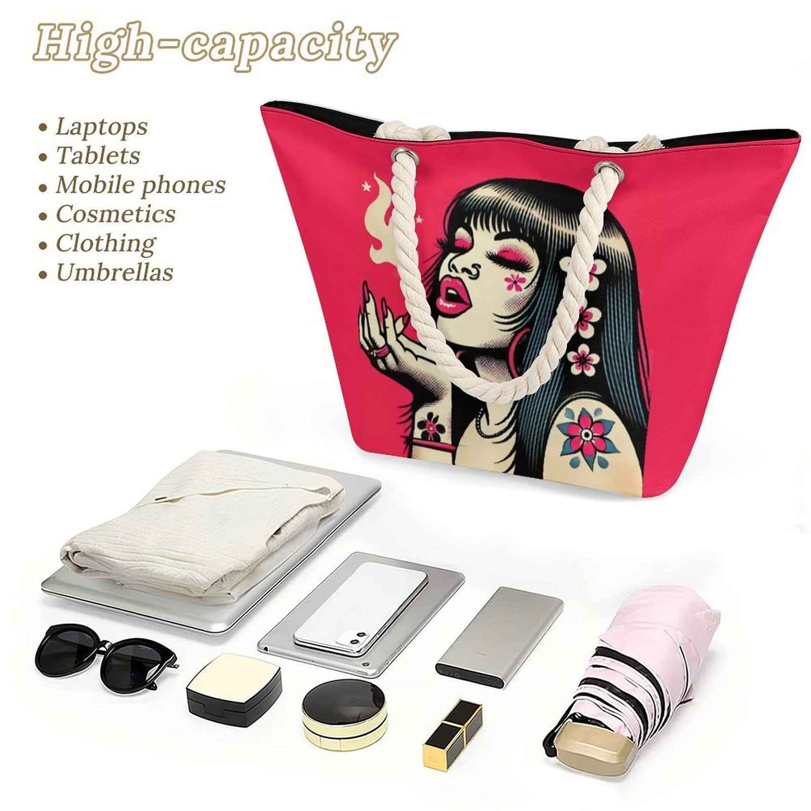 Pink Diesel Hemp rope tote bag