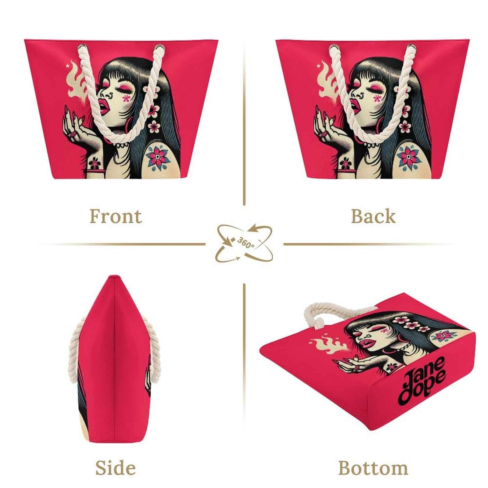 Pink Diesel Hemp rope tote bag