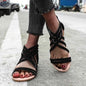 Women's Shoes Flat Bottomed Large Size Women's Sandals Fashion Hollow Rear Zipper Sandals - Shopthatapp.ca