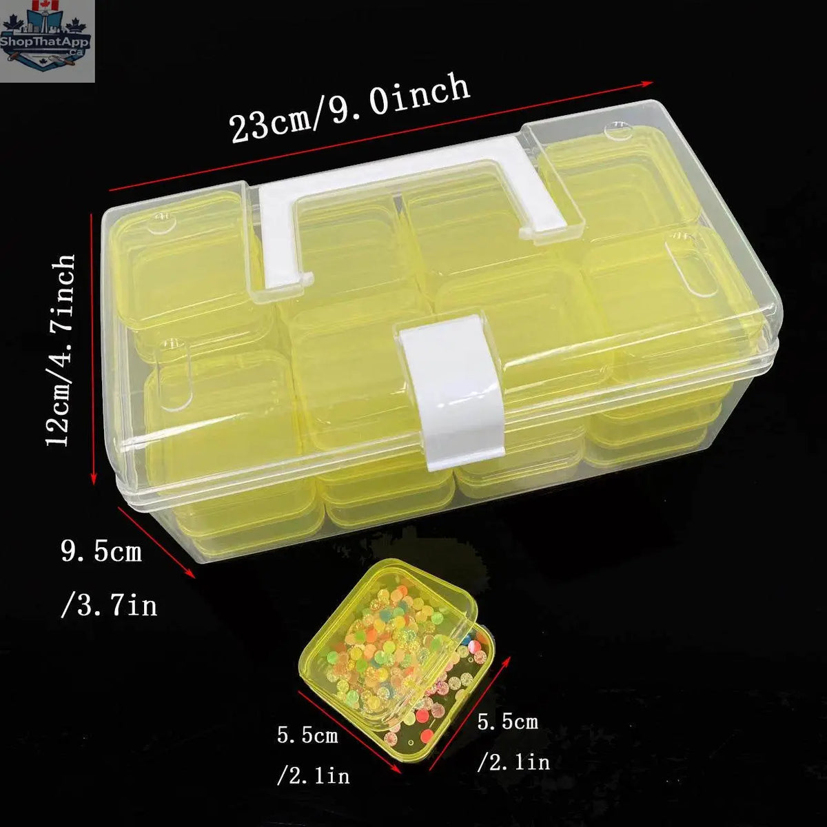 Large 32-grid plastic storage box by EX-STOCK Canada, portable organizer with multiple compartments for versatile storage.