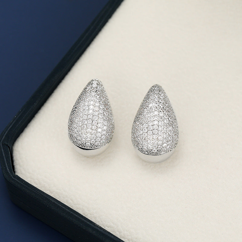 18K Gold-Plated Teardrop Earrings with Zircon Accents - Shopthatapp.ca