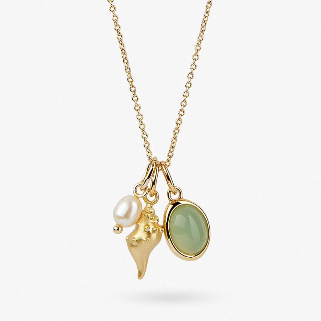 14K Gold-Plated Conch Pendant Necklace with Natural Crystal - Shopthatapp.ca