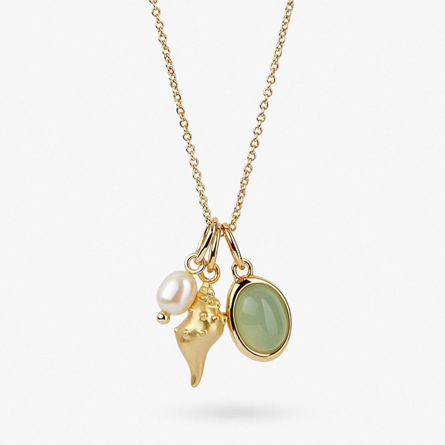 14K Gold-Plated Conch Pendant Necklace with Natural Crystal - Shopthatapp.ca