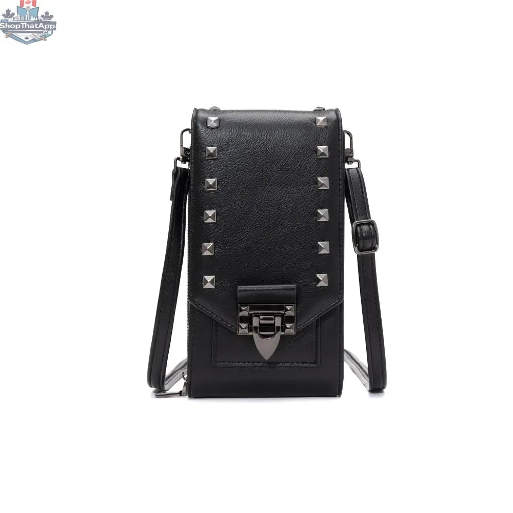 Rivet Design Shoulder Bags Mobile Phone Handbag Solid Color Crossbody Bags Women - Shopthatapp.ca