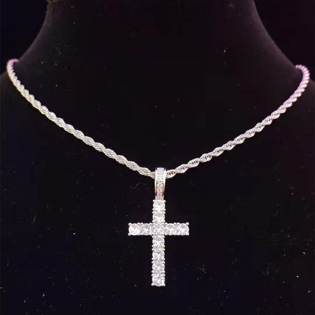 Elevate Your Style with the Silver Cross Rope Chain Necklace