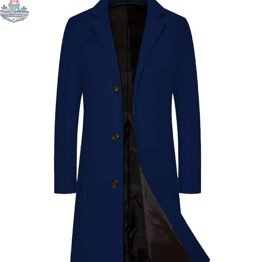Men's Casual Extended Above The Knee Woolen Trench Coat - Shopthatapp.ca