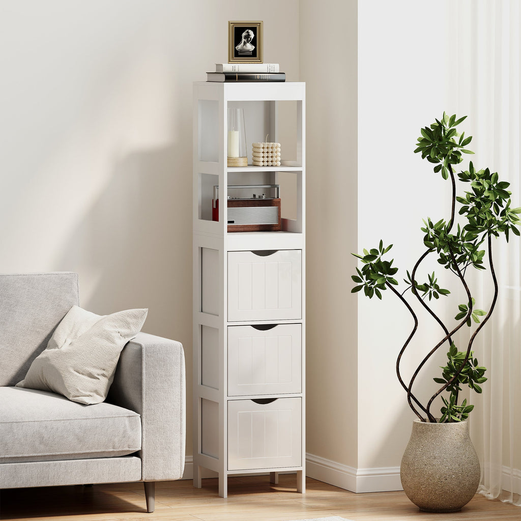 Slim Bathroom Cabinet with 3 Drawers & 2 Shelves