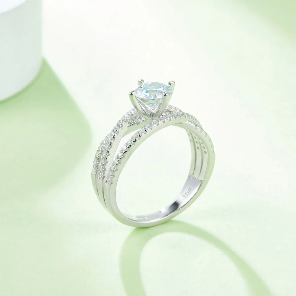 1 Carat Moissanite 925 Sterling Silver Ring for Elegant Style and 18K Gold Bubble Letter Earrings - Shopthatapp.ca