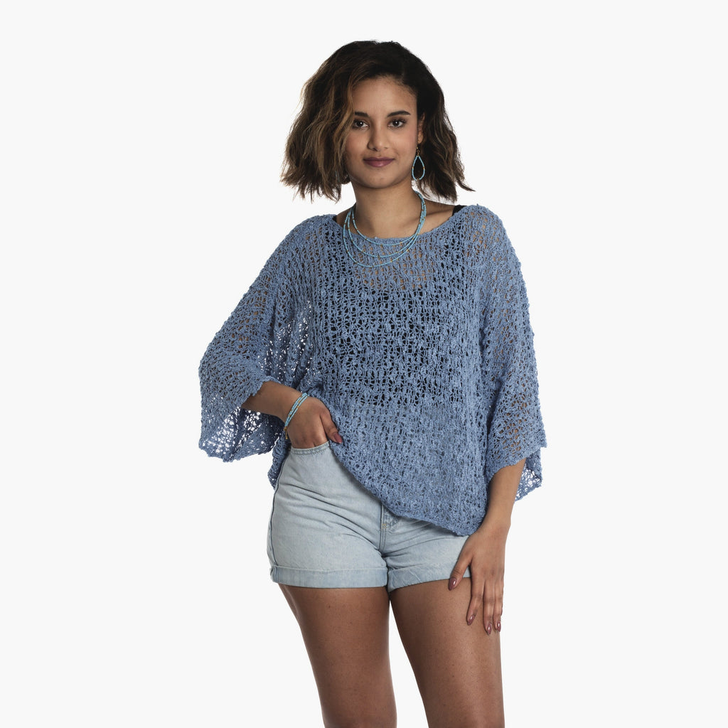 Short Sleeved Top in Denim Blue - Stylish and Versatile Denim Blue Short Sleeved Top - Shopthatapp.ca