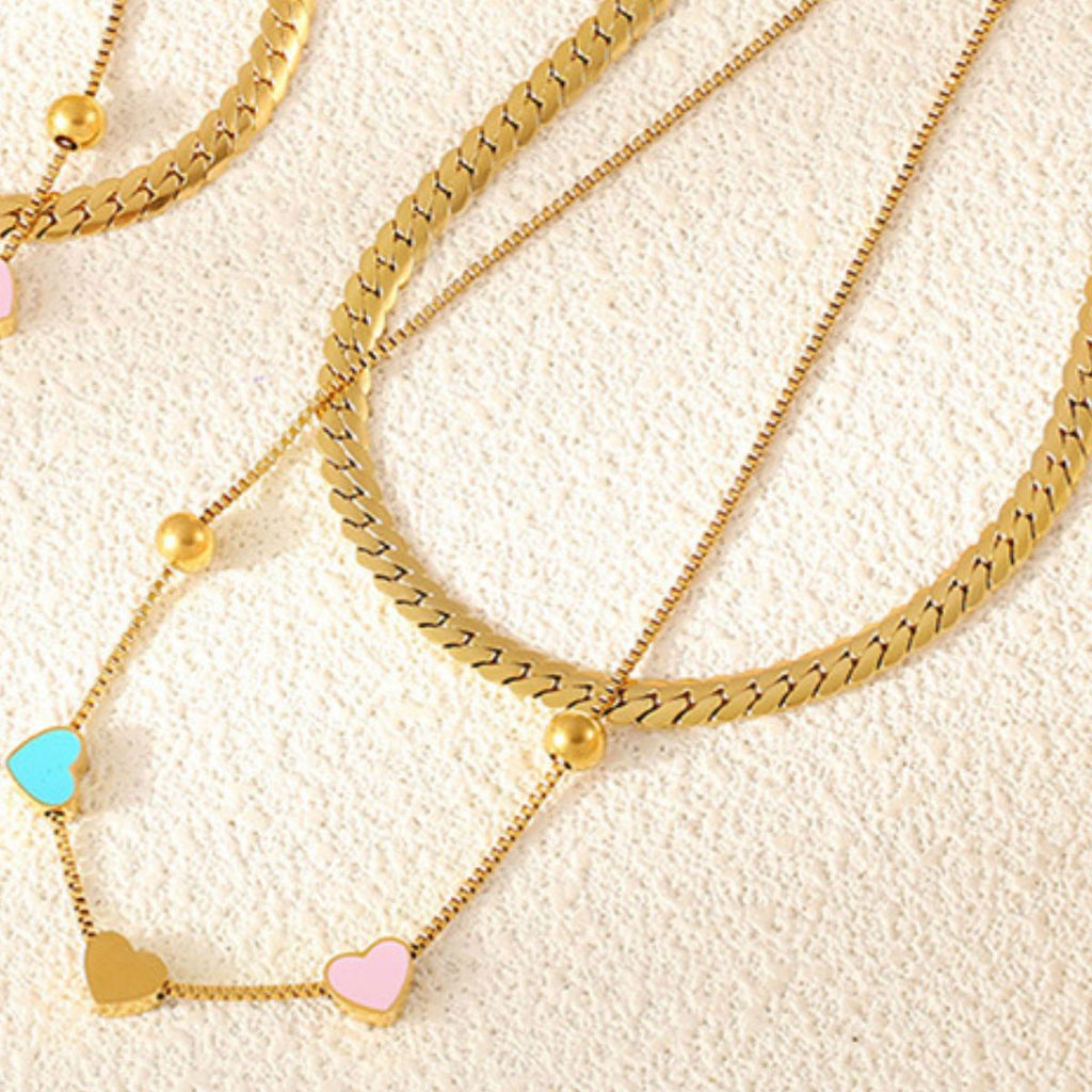 18K Gold-Plated Heart Necklace - Double Layered Design - Shopthatapp.ca