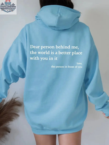 Women's Plush Letter Printed Kangaroo Pocket Hoodie | Cozy Pullover - Shopthatapp.ca