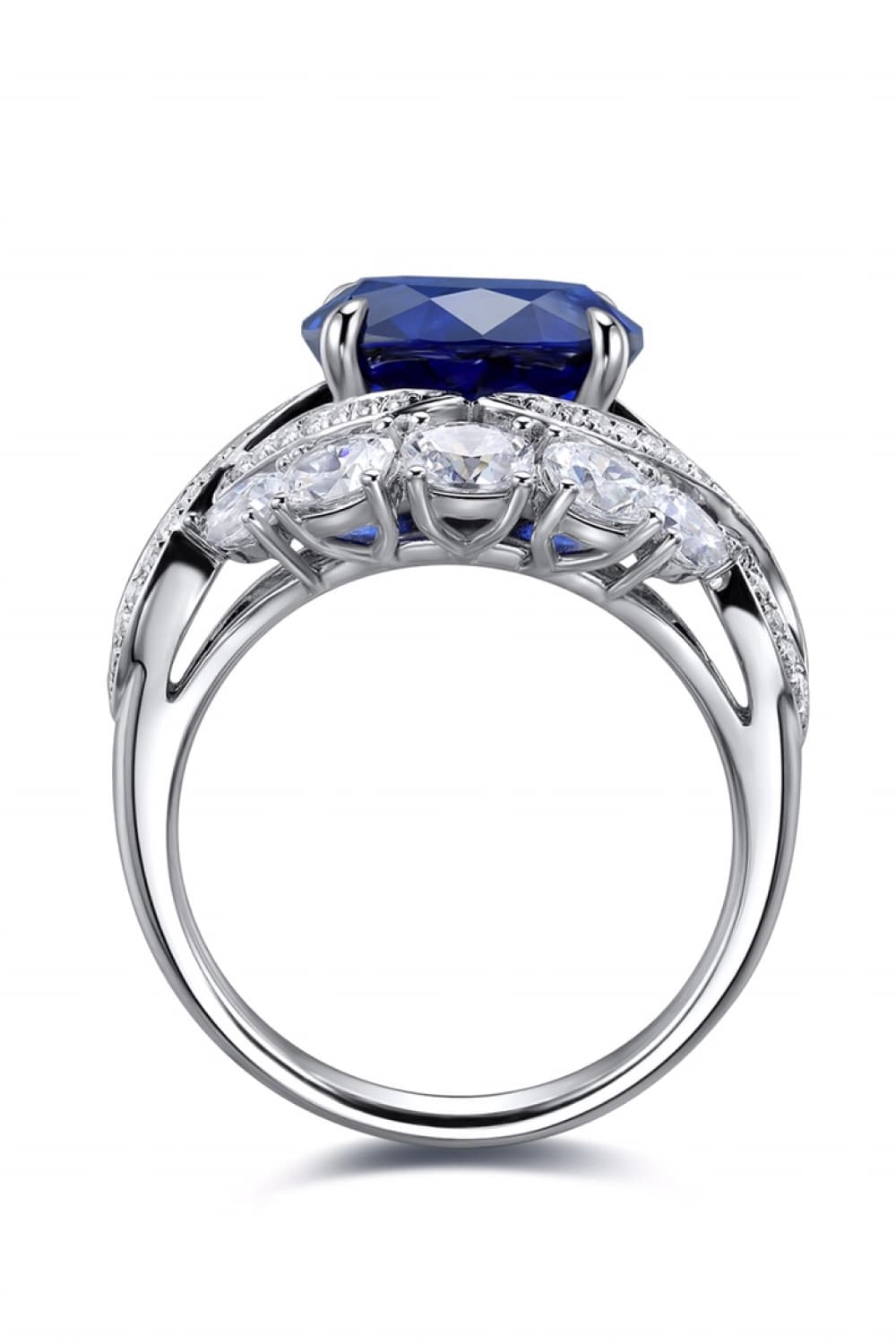 5 Carat Lab-Grown Sapphire Ring in Platinum-Plated Setting - Shopthatapp.ca