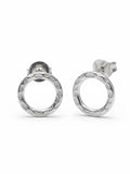 Beaten Circle Silver Earrings - Elegant Plate Studs - Shopthatapp.ca