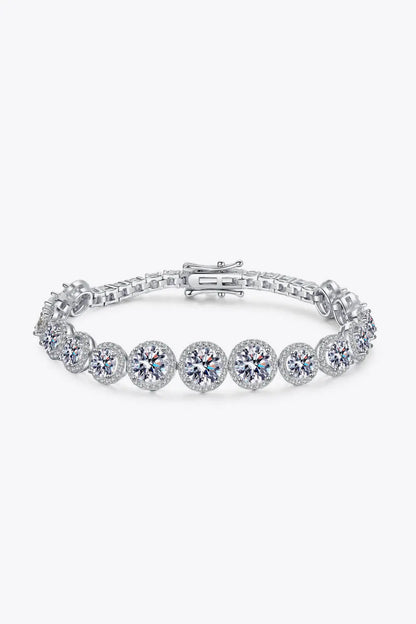 Sterling silver moissanite bracelet with 10.4 carats of sparkling stones, elegant jewelry piece showcasing brilliant shine and craftsmanship