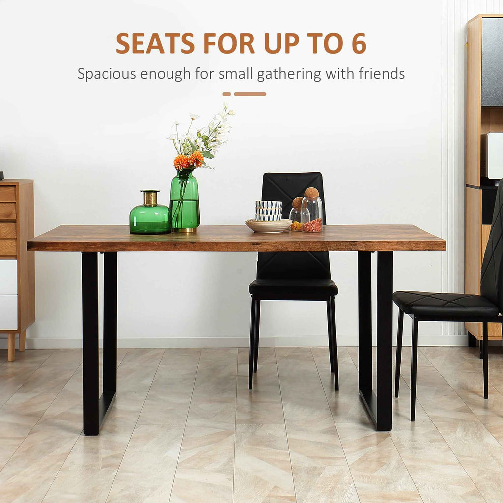 Ashton 63" Dining Table with Wave-edged Tabletop and Steel Legs-Rustic Brown