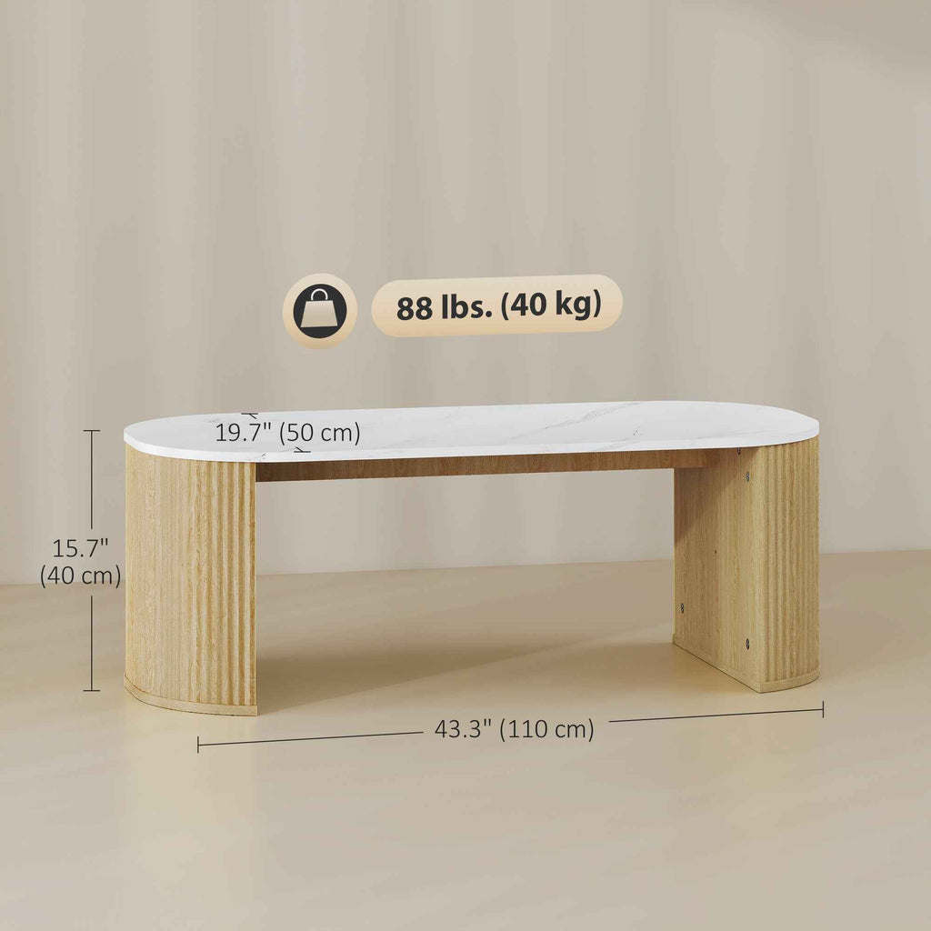 Cameron Modern Faux-Marble Coffee Table-Natural Wood