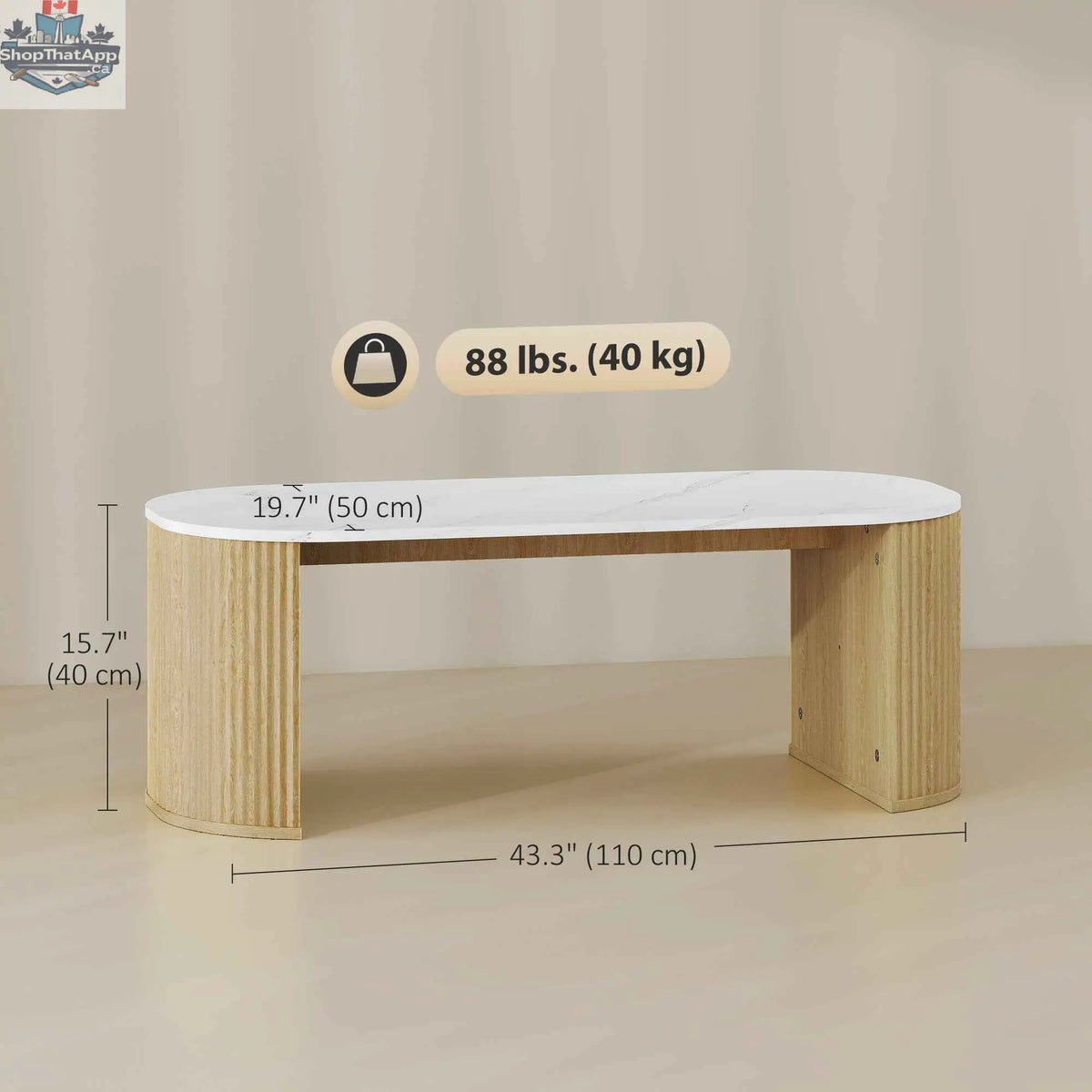SLOTH Nation Cameron faux-marble coffee table with natural wood base, modern furniture piece for living room decor.