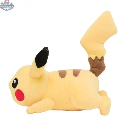Adorable Pikachu keychain plush doll from Pokémon Center Japan by Banana Games & Hobby, featuring Pikachu in a running pose.