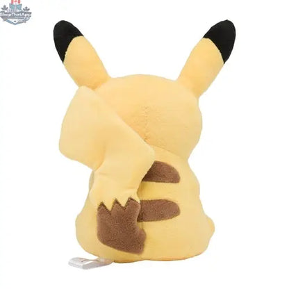 Cute Pikachu plush toy from Pokémon Center Japan, sitting and cuddly, by Banana Games & Hobby, perfect for collectors and fans.