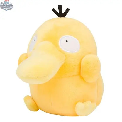Cute Psyduck plush toy from Banana Games & Hobby, soft Pokémon doll featuring Psyduck's distinctive yellow design and playful expression.
