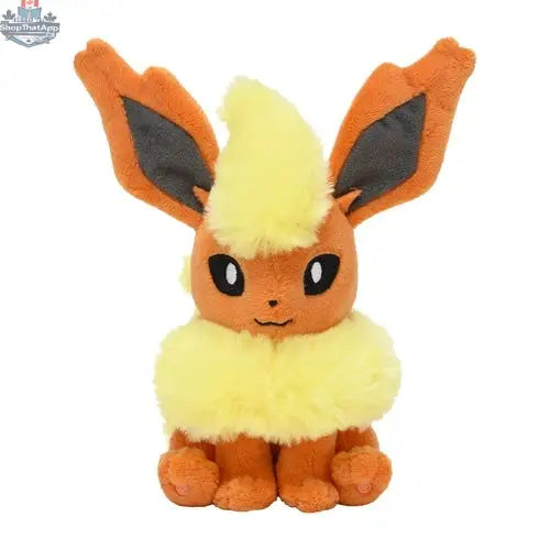 Soft Flareon Pokémon Fit plush toy from Banana Games & Hobby, featuring a cute, detailed Flareon character in a collectible plush form.