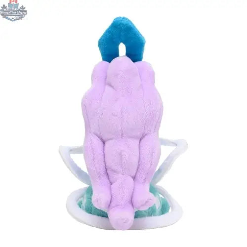 Detailed image of a 245 Suicune Pokémon fit model figure by Banana Games & Hobby, showcasing its blue and white design and detailed features.