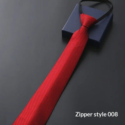 Mens Business Formal Zipper Tie With Blue Stripes - Shopthatapp.ca