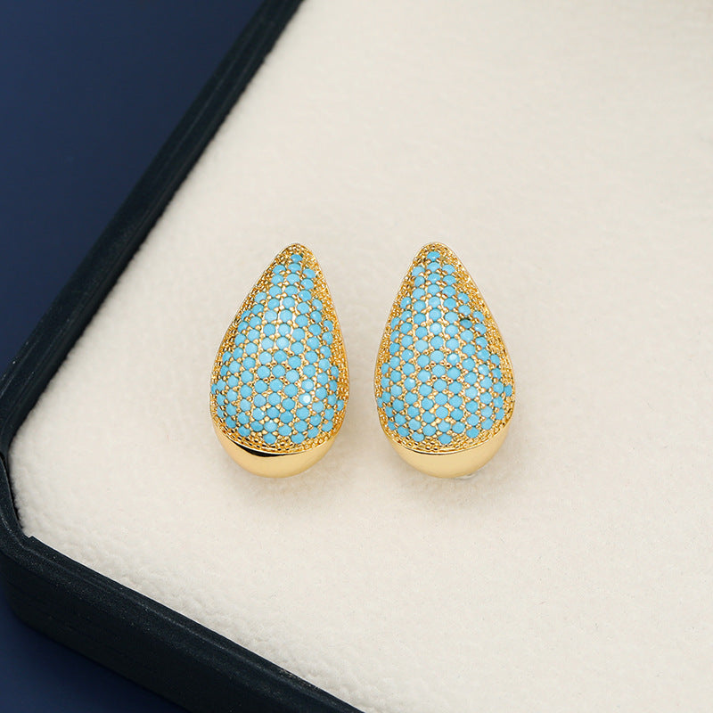 18K Gold-Plated Teardrop Earrings with Zircon Accents - Shopthatapp.ca