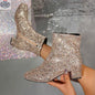 Women's Fashion Chunky Heel Boots – Cozy Faux Fur Detail Slip-On Shoes - Shopthatapp.ca
