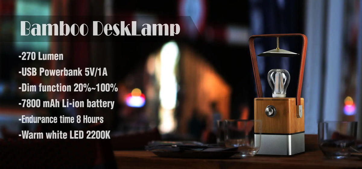 Zoppinh TRU De-LIGHT VIENNA dimmable LED lantern desk lamp with built-in power bank and decorative design, illuminated in the image.