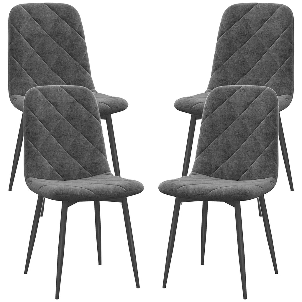 Arbor Upholstered Dining Chairs with Steel Legs-Set of 4-Grey