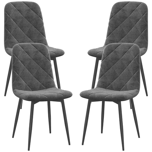 Arbor Upholstered Dining Chairs with Steel Legs-Set of 4-Grey