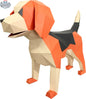 Sofs Lifestyle DIY Beagle 3D origami kit with colorful paper sheets and folding instructions for creating a detailed paper beagle model.