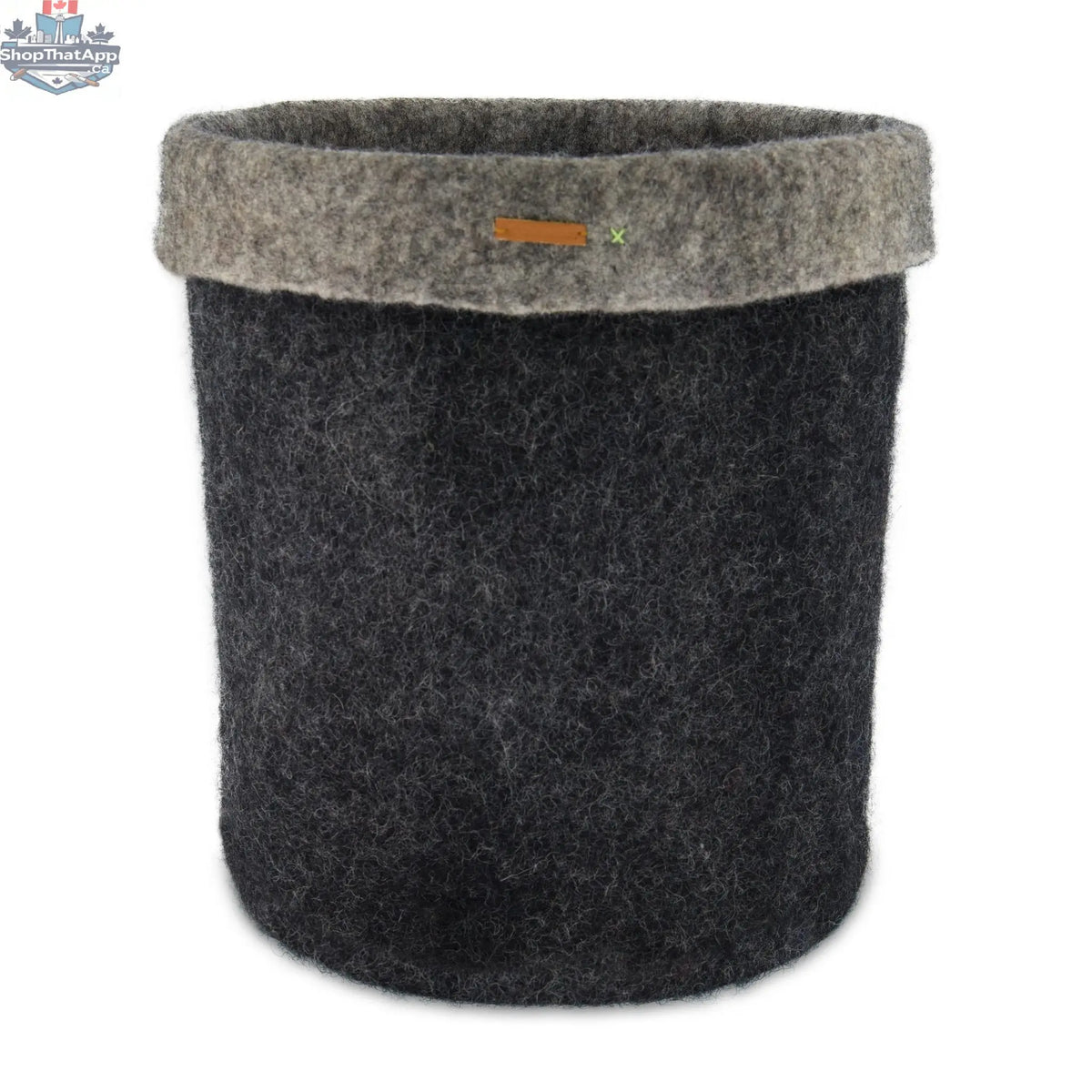Black Felt Storage Basket - Hand-Felted New Zealand Wool, Two-Tone Black/Grey - Shopthatapp.ca